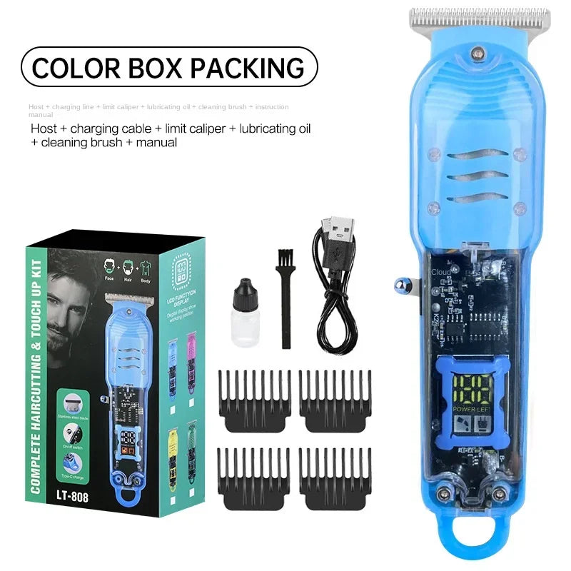 Professional Hair Cutting Machine Rechargeable Clipper Transparent Electric Hair Trimmers For Men Cordless Hair Cut Machine