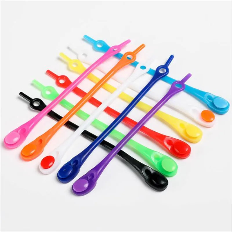 12pcs Silicone Shoelaces Round Elastic Shoe Laces Safety No Tie Shoelace For Men Women Children All Sneakers Fit Strap Shoe Laces