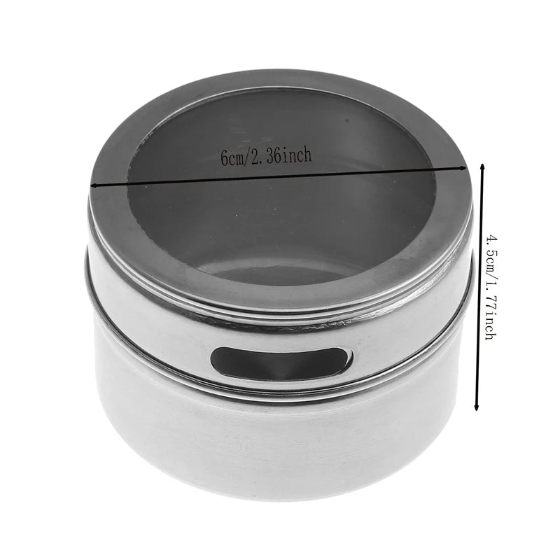 New Magnetic Spice Jar Set Stainless Steel Spice Tins Spice Storage Container Pepper Seasoning Sprays Tools with Spice Label