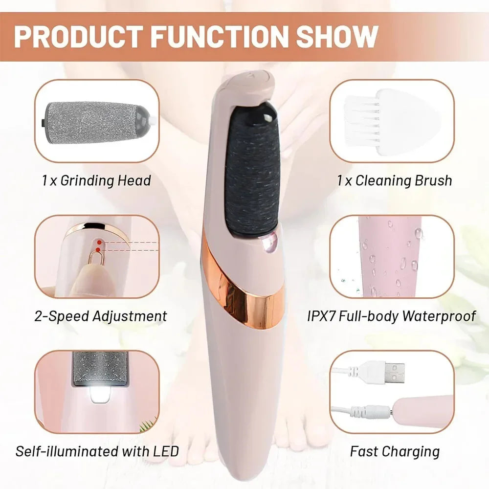 Rechargeable Electric Callus Remover for Feet 、Portable Foot Callus Remover Waterproof Profess Pedicure Foot File Pedicure Tool