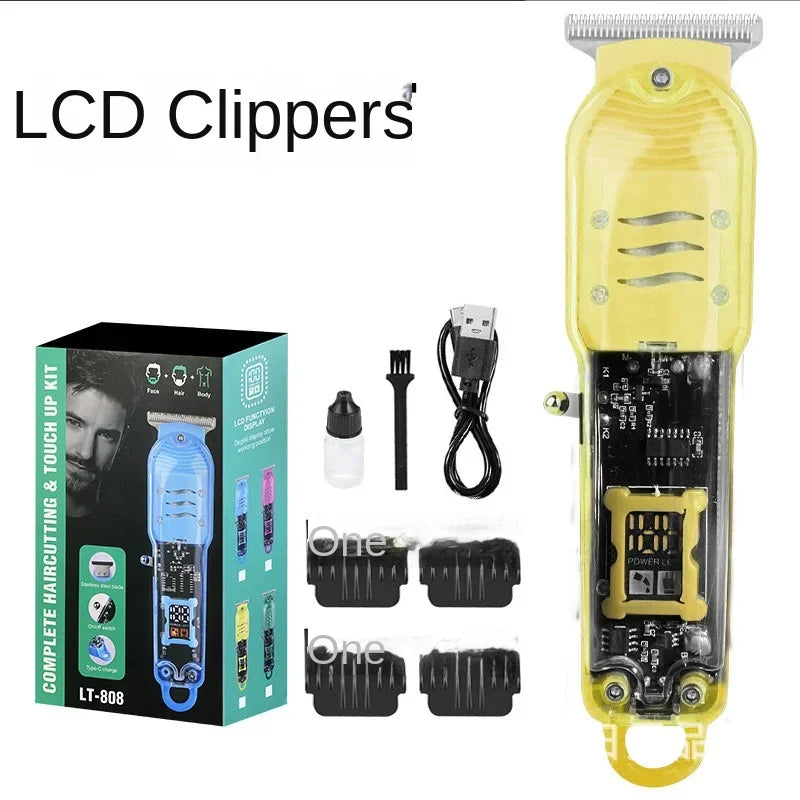 Professional Hair Cutting Machine Rechargeable Clipper Transparent Electric Hair Trimmers For Men Cordless Hair Cut Machine