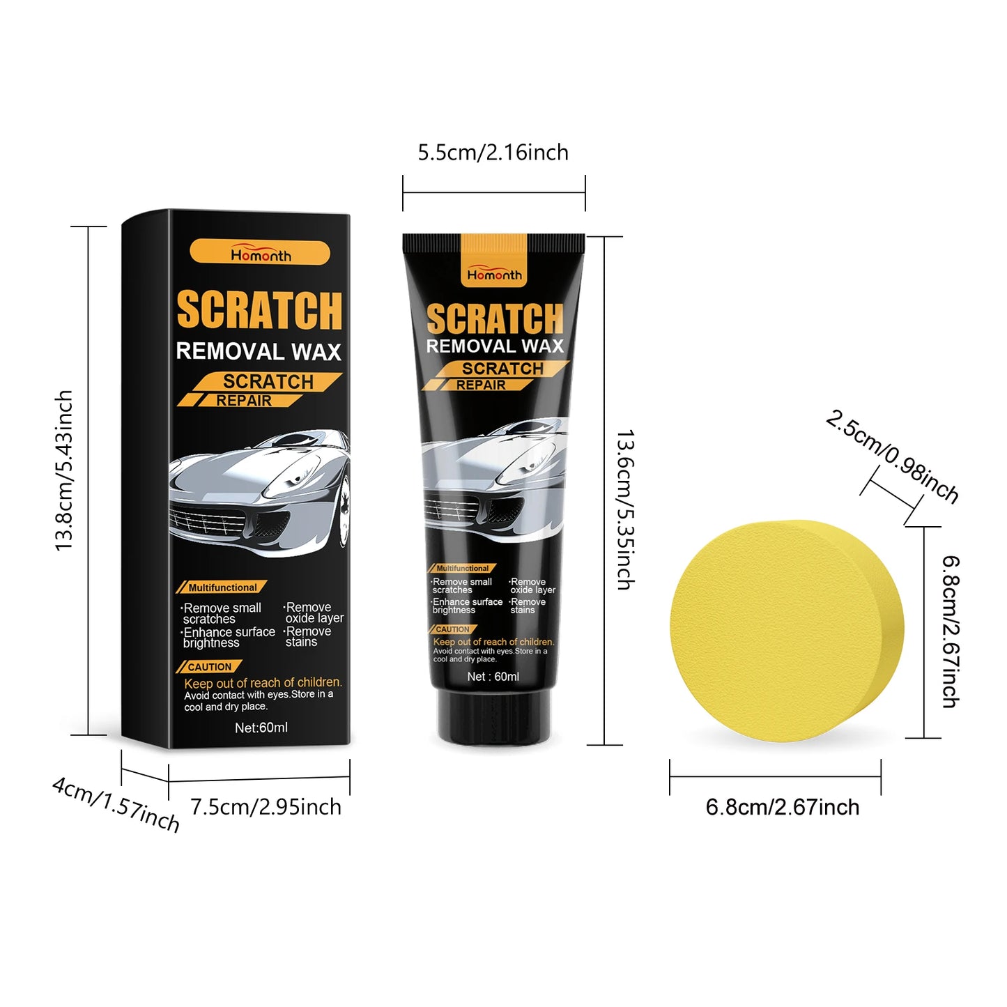 Car Scratch Repair Paste Cleans Surface Oxide Layers & Stains Repairs Paint Scratches Improves Automotive Gloss Restores Light