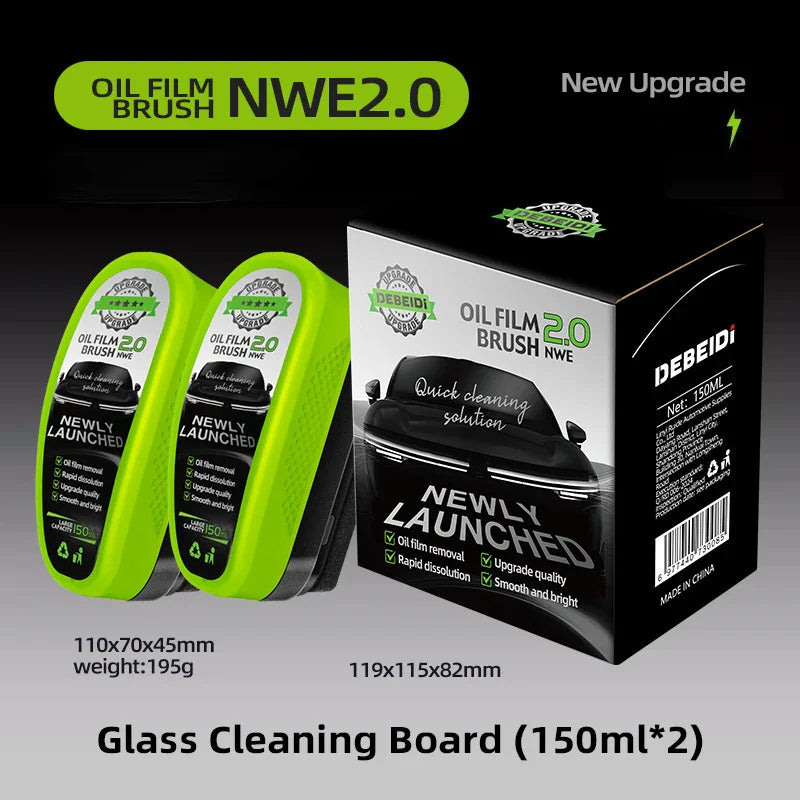 1pcs Automotive Car Oil Film Cleaning Brush,150ml Glass Oil Film Remover for Car Window,Windshield Brush For Car Care