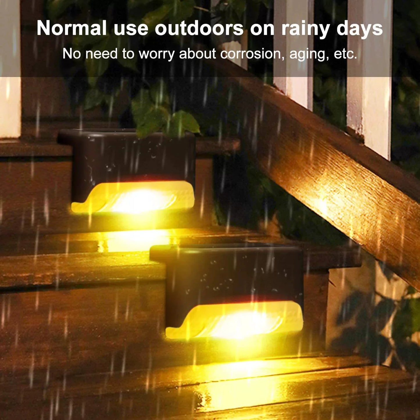 4PCS Solar Deck Light Outdoor Waterproof Solar Power Garden Lamps for Railing Stairs Step Fence Yard Patio Pathway