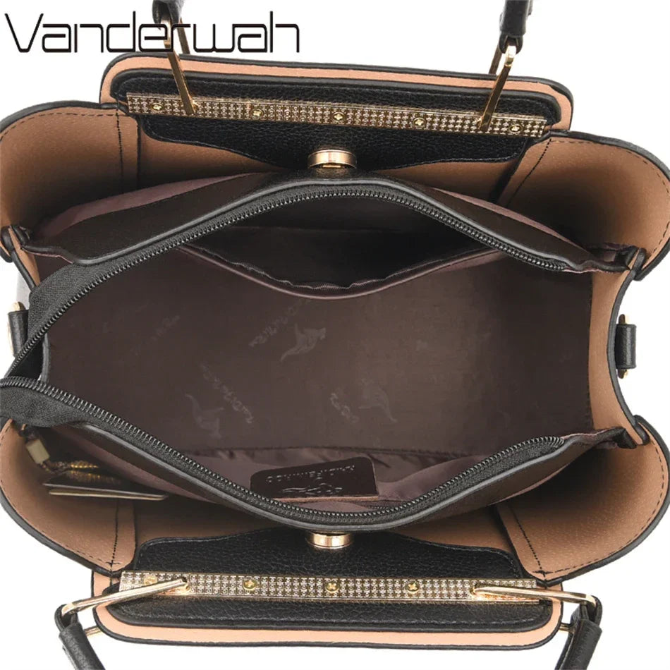 2025 Luxury Women Designer 3 Layers Shoulder Crossbody Sac Ladies Large Capacity Leather Handbags Shopper Brand Messenger Totes
