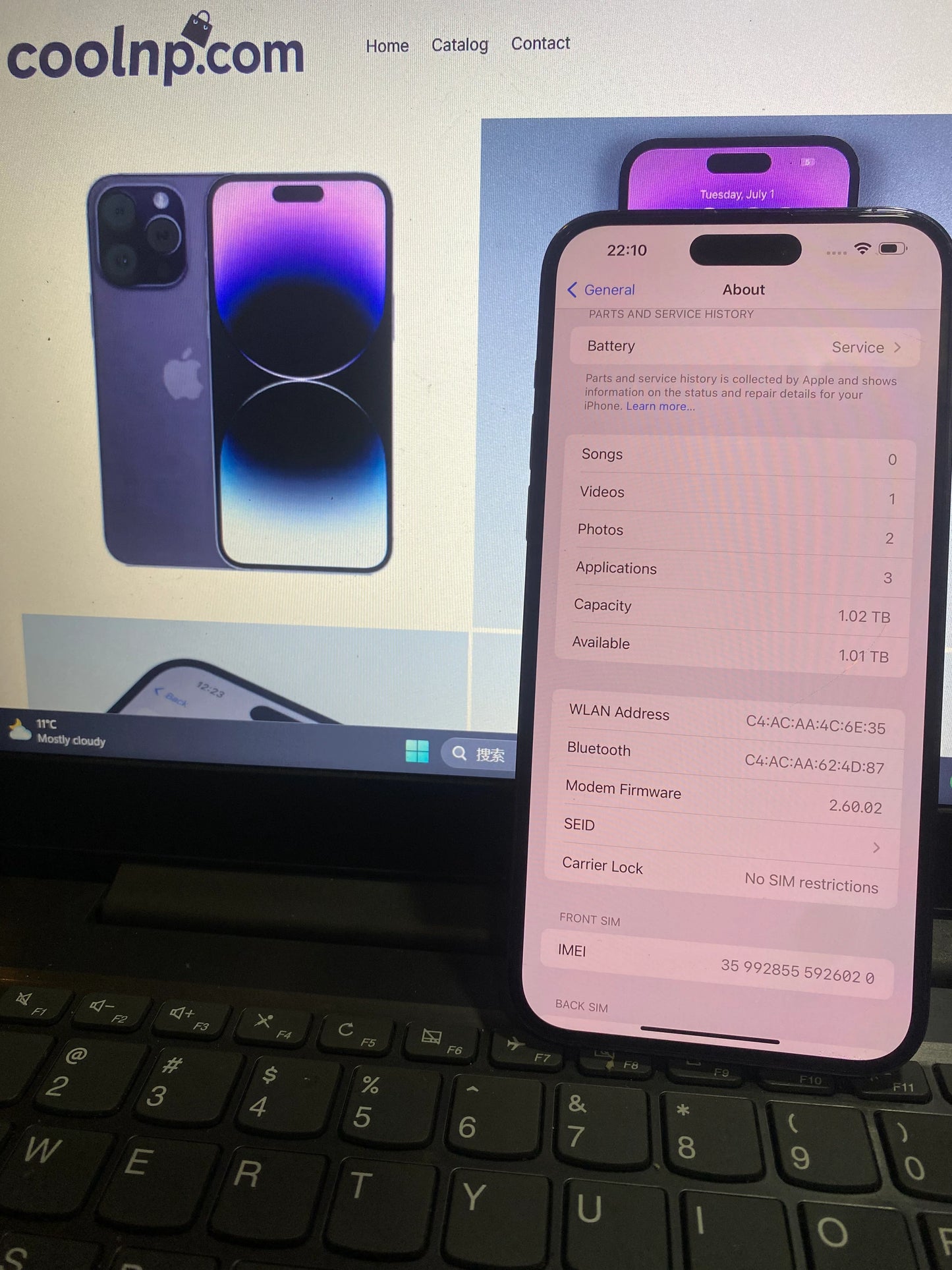 6.7" iPhone 14 Pro Max Dual eSIM 1024GB ROM 6GB RAM Face ID NFC A16 Original 14Pro Max 5G 74% Original Phone Unlocked