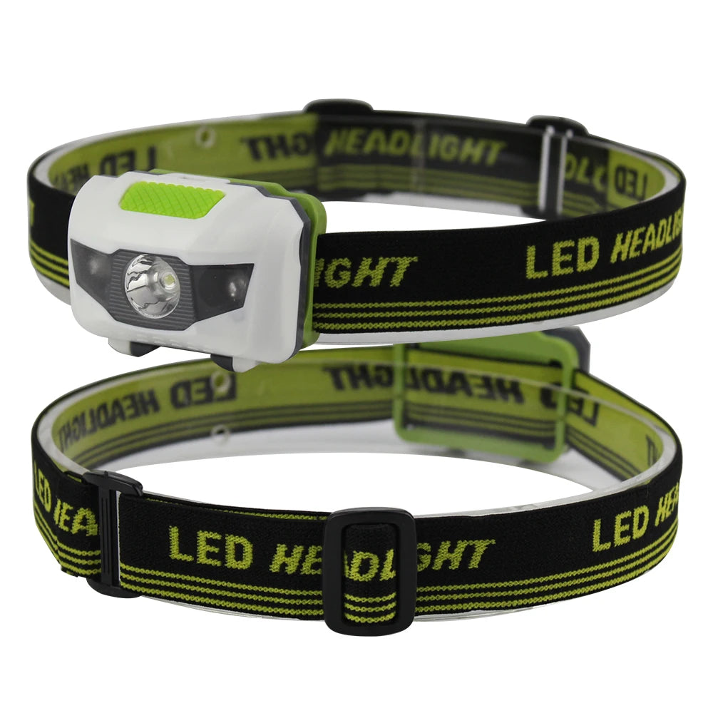 BORUiT Red & White LED Mini Headlamp 4-Mode 200LM Lightweight Headlight Waterproof Camping Hiking Head Torch Use AAA Battery