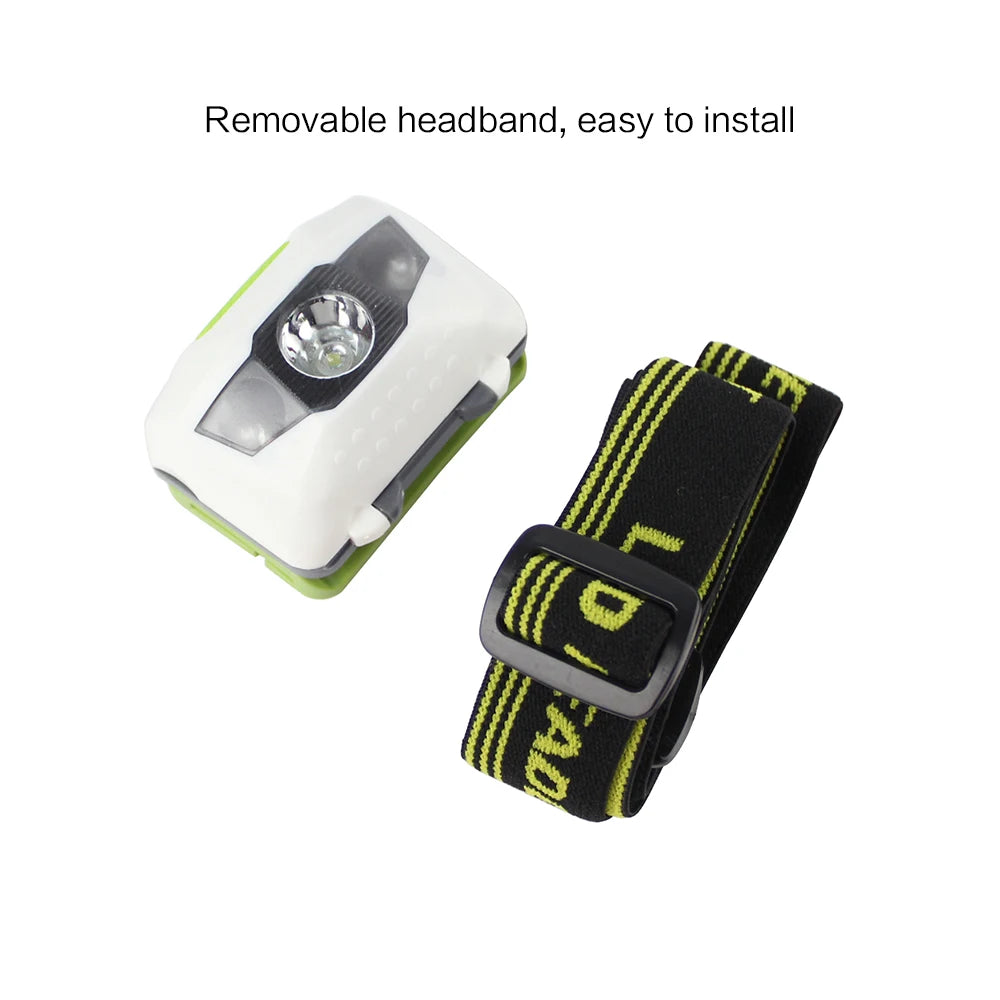 BORUiT Red & White LED Mini Headlamp 4-Mode 200LM Lightweight Headlight Waterproof Camping Hiking Head Torch Use AAA Battery