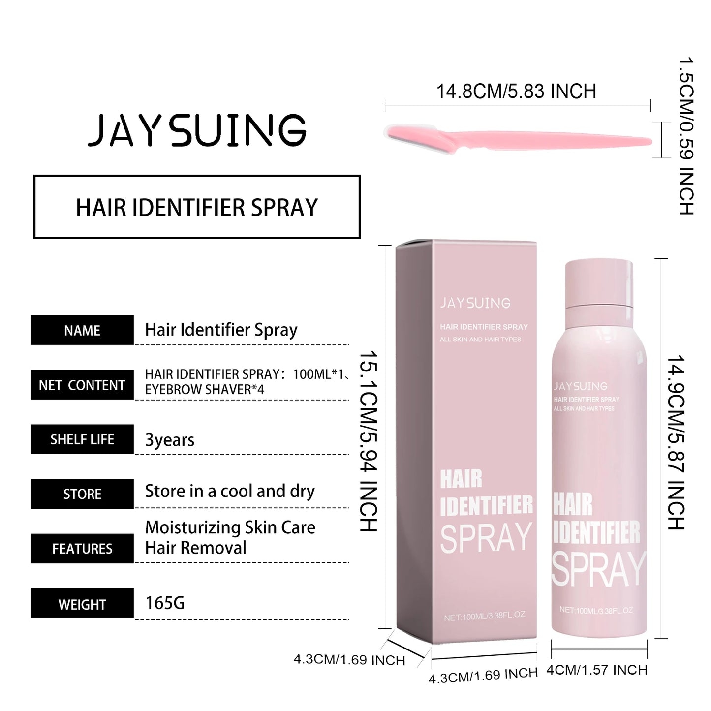 अनुहारको कपाल पहिचानकर्ता स्प्रे अनुहारको कपाल, मोइस्चराइजिंग र छाला हेरचाहको लागि डर्माप्लानर स्प्रे अनुहार शेभिङको लागि