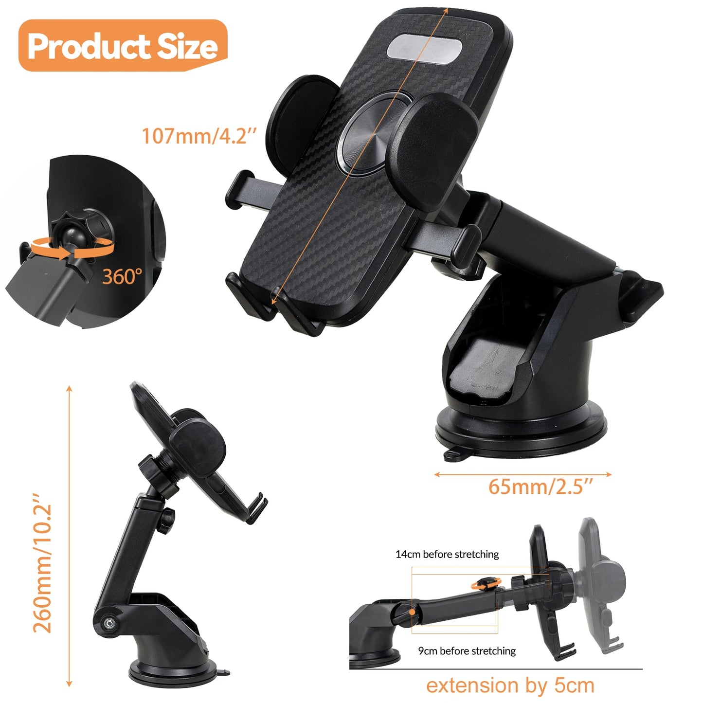 Car Phone Holder Auto Clamp Windscreen / Dashboard Suction Mount Stand Cradle AX