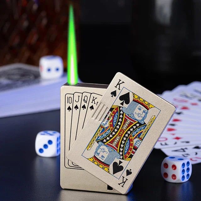 Unusual Poker Card Lighter Metal Windproof Lighter Butane Torch Lighter Men's Very Cool Gift Smoking Lighters