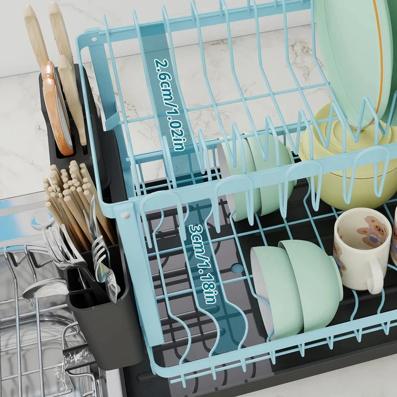 White Dish Rack Kitchen Storage Organizer for Bowls & Plates Snap-on Design No-Drill Installation Trendy Home Kitchen Accessory