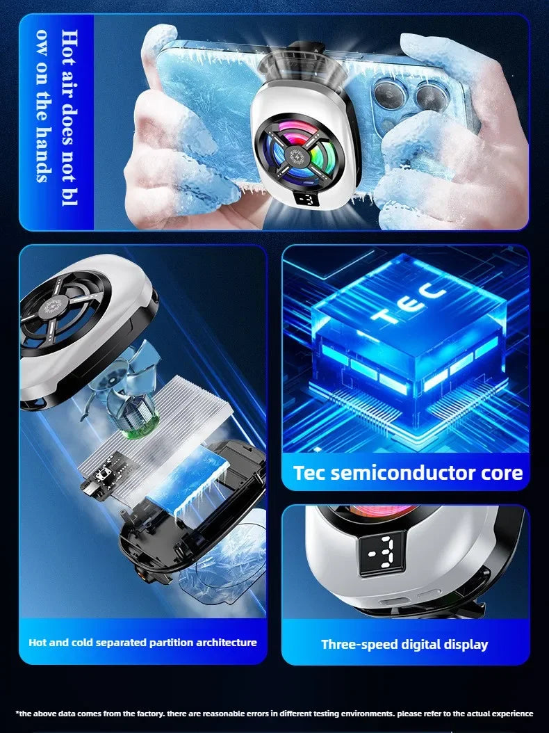 2025 TL16 Magnetic Phones Cooler Back-Clip 2 in 1 Game Cooler Semiconductor Fast Phone Cooling Fan for IOS Android Phone