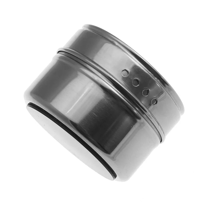 New Magnetic Spice Jar Set Stainless Steel Spice Tins Spice Storage Container Pepper Seasoning Sprays Tools with Spice Label