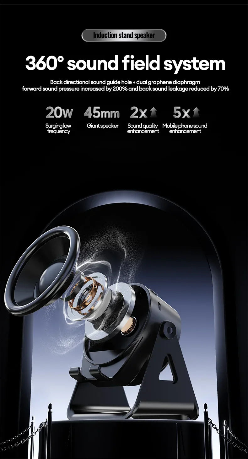 New 5-in-1 Multifunctional Wireless Bluetooth Speaker Charging Phone Stand RGB Ambient Lights Desktop Holder for Music Home Use