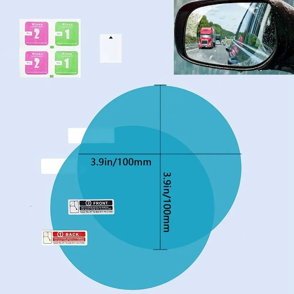 Car Truck Rearview Mirror Rainproof Film Window Glass Anti-fog Waterproof Stickers Rainy Day Safe Driving Rain Proof Films Tools