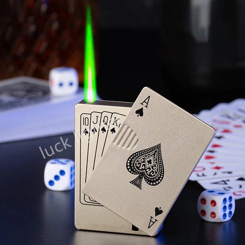 Unusual Poker Card Lighter Metal Windproof Lighter Butane Torch Lighter Men's Very Cool Gift Smoking Lighters