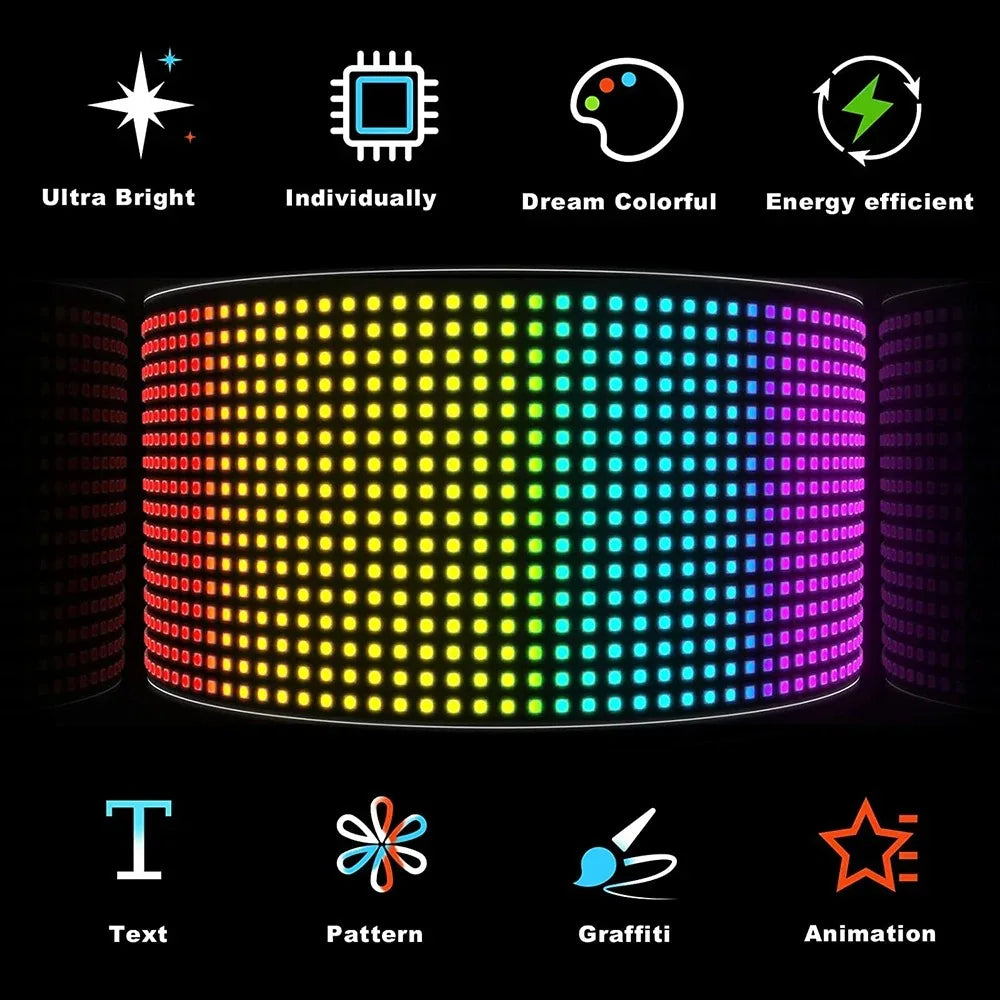 Demon Eyes Car LED Logo APP LED Matrix Pixel Panel Night Light DIY Programmable Flexible LED Display for Car Truck Accessorie