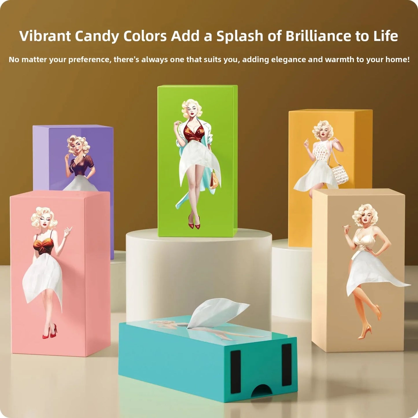 Creative Luxury Skirt Tissue Box Office Desk Home Living Room High End Feelings Pull out Paper Towel Box Decorative Holder