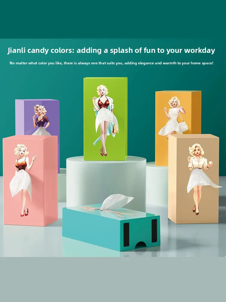 Creative Luxury Skirt Tissue Box Office Desk Home Living Room High End Feelings Pull out Paper Towel Box Decorative Holder