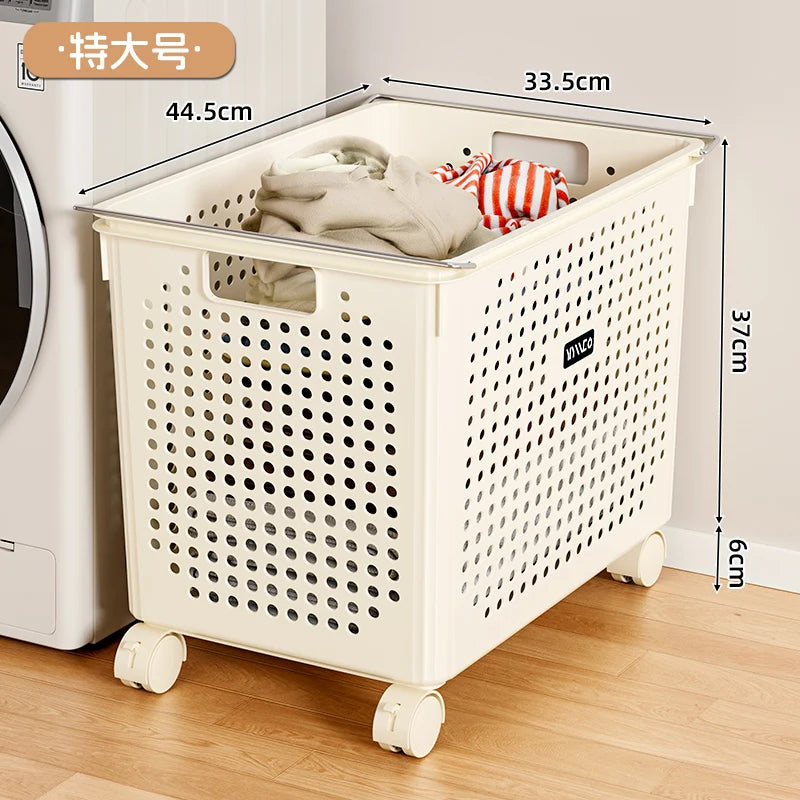 Batoom Laundry Hamper with Wheels Dir Clothes Basket Cart Home Utili under Cabinet Basket Rolling Laundry Basket