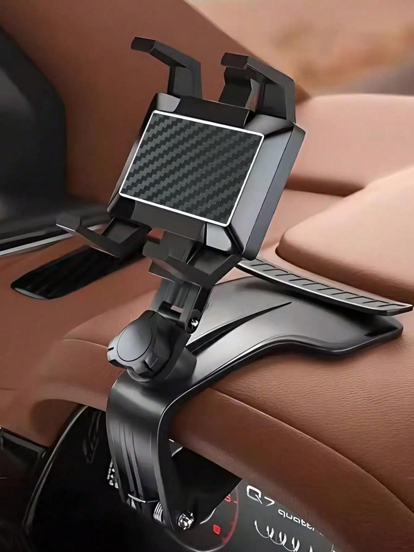 Universal 360° Rotating Dashboard Phone Holder - Hidden Parking Tag Slot, HUD Navigation-Optimized