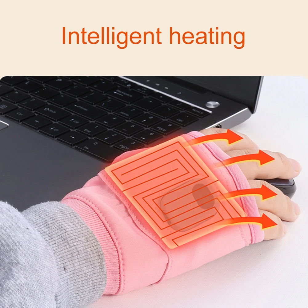 Electric Heated Gloves 360 Degree Heating Electric Thermal Gloves Fingerless Touchscreen for Outdoor Hiking Cycling