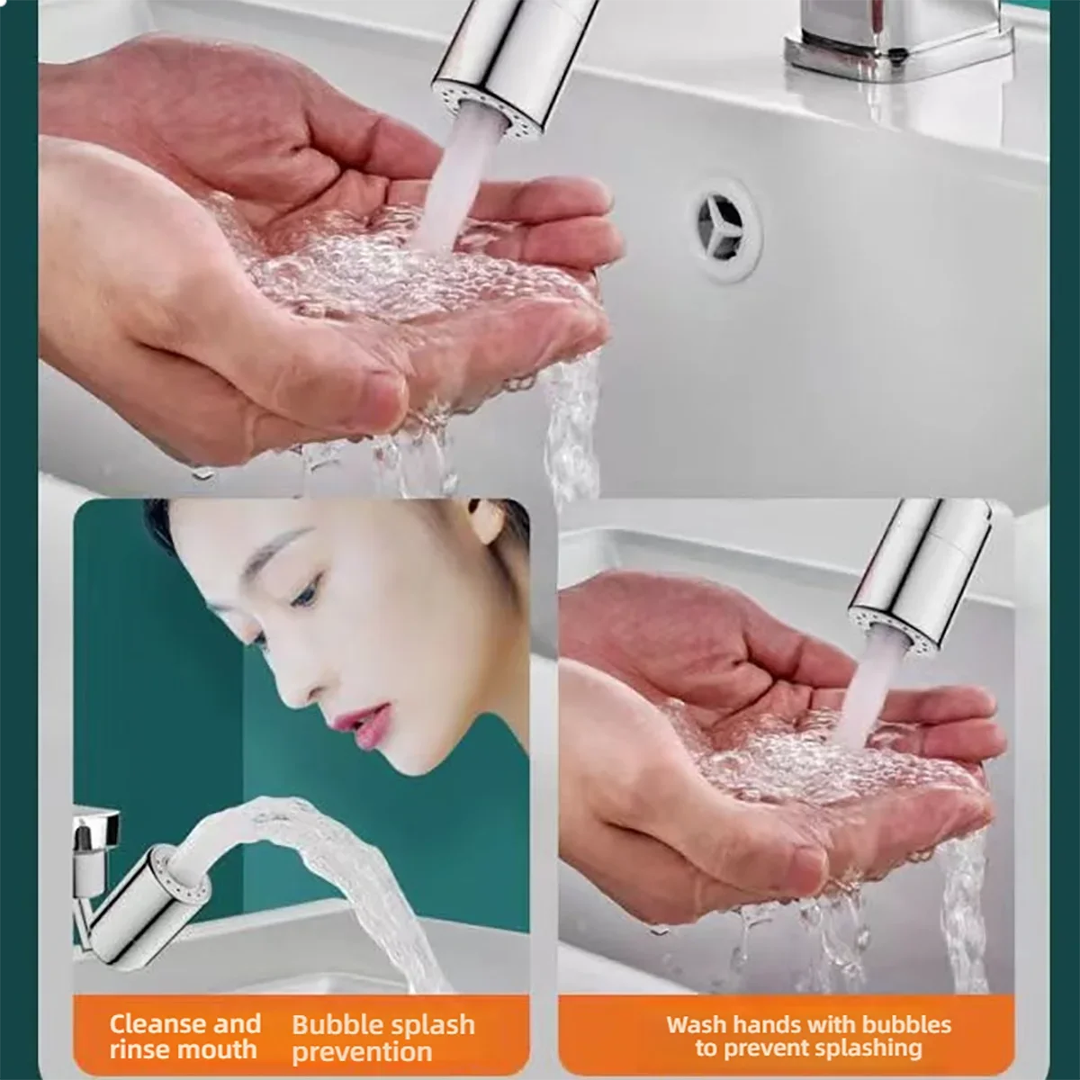 नल युनिभर्सल रोटेशन स्प्ल्याश-प्रुफ डिजाइन मल्टी-एडाप्टर हेड सुरक्षित पिउने पानी भान्साको बाथरूम सहित