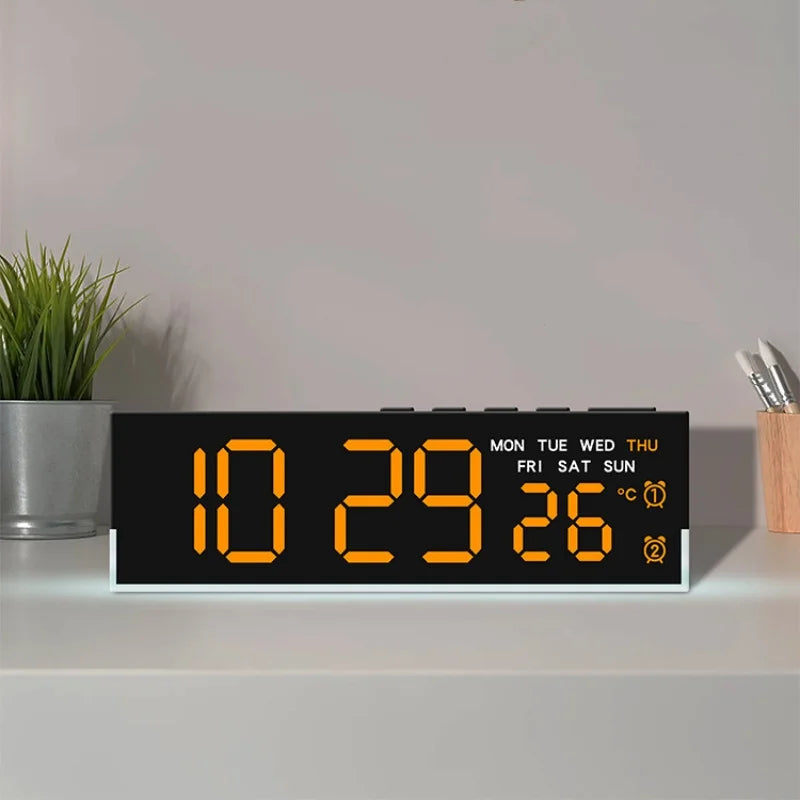 USB Powered Digital Alarm Clock with White Mood Light TEMP Week 2 Alarm DST Table Clock 3 Levels Brightness 12/24H LED Clock