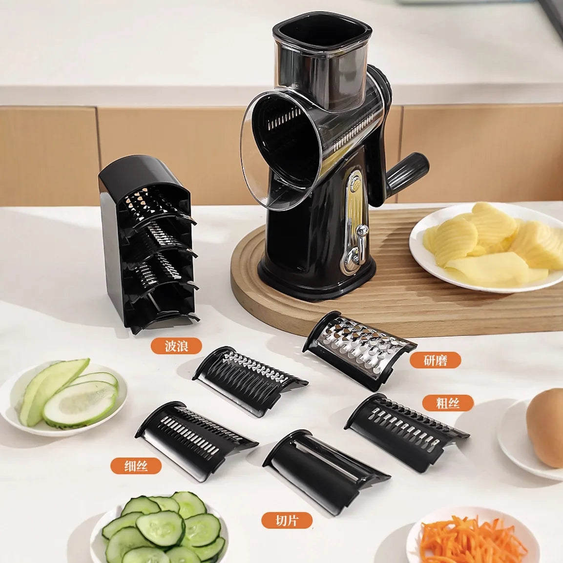 Popular multi-functional shredding and slicing, shredding and cutting machine, potato and radish hand-crank roller, vegetable cu