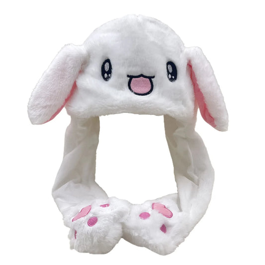 Cute Bunny Hats With Moving Ears Cartoon Beanie Hat Airbag Cap Trendy Sweet Bunny Hat Soft Warm Scarf Hats Movable Ears