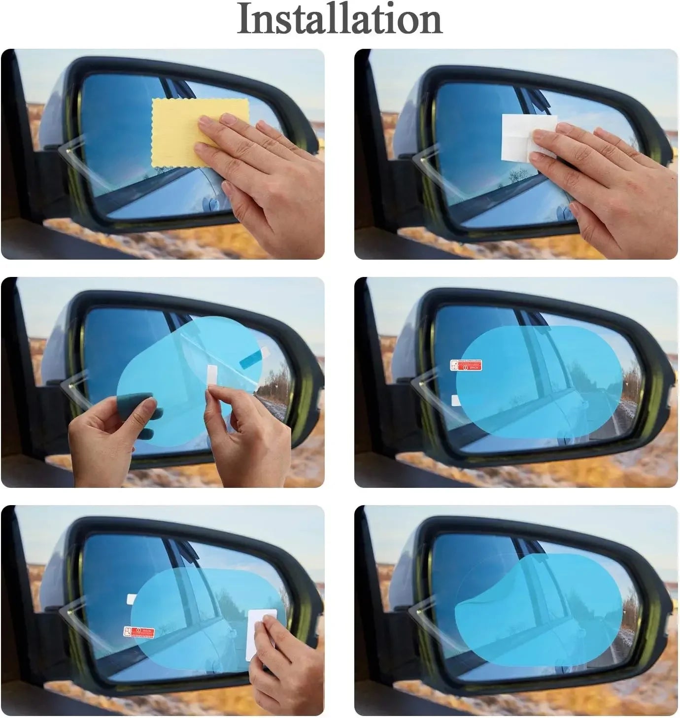 Car Truck Rearview Mirror Rainproof Film Window Glass Anti-fog Waterproof Stickers Rainy Day Safe Driving Rain Proof Films Tools