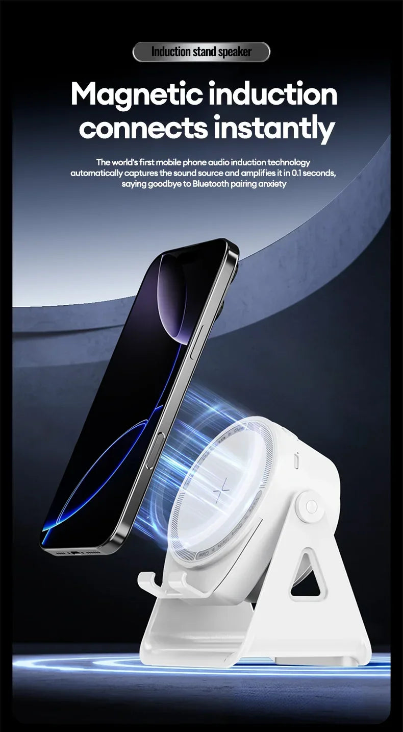 New 5-in-1 Multifunctional Wireless Bluetooth Speaker Charging Phone Stand RGB Ambient Lights Desktop Holder for Music Home Use