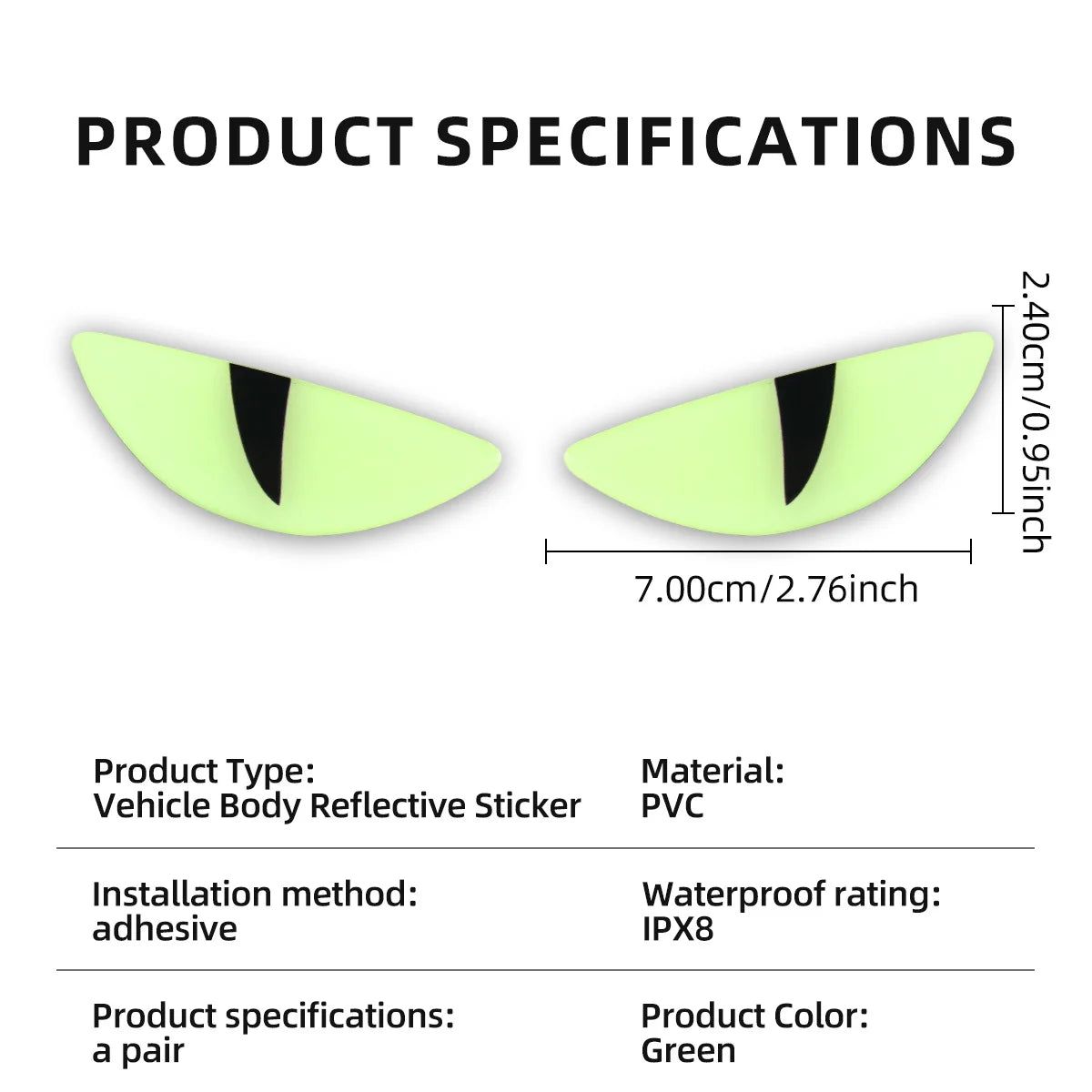 1PCS Luminous Eyes Motorcycle 3D Reflective Stickers Demon Cat Eyes Sticker for Auto Motorcycle Night Light Decoration Decals