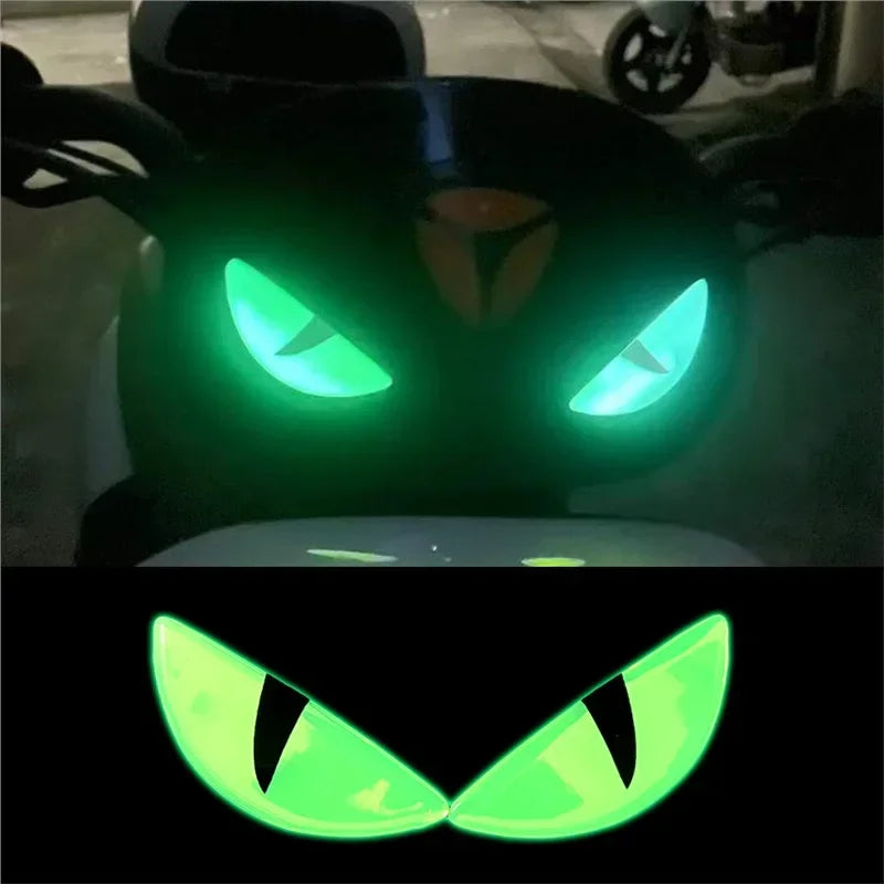 3D Devil's Eye Luminous Stickers, Motorcycle Helmets Sticker, Night Light Decor,Car Reflective Stickers, Stickers for KTM, Honda