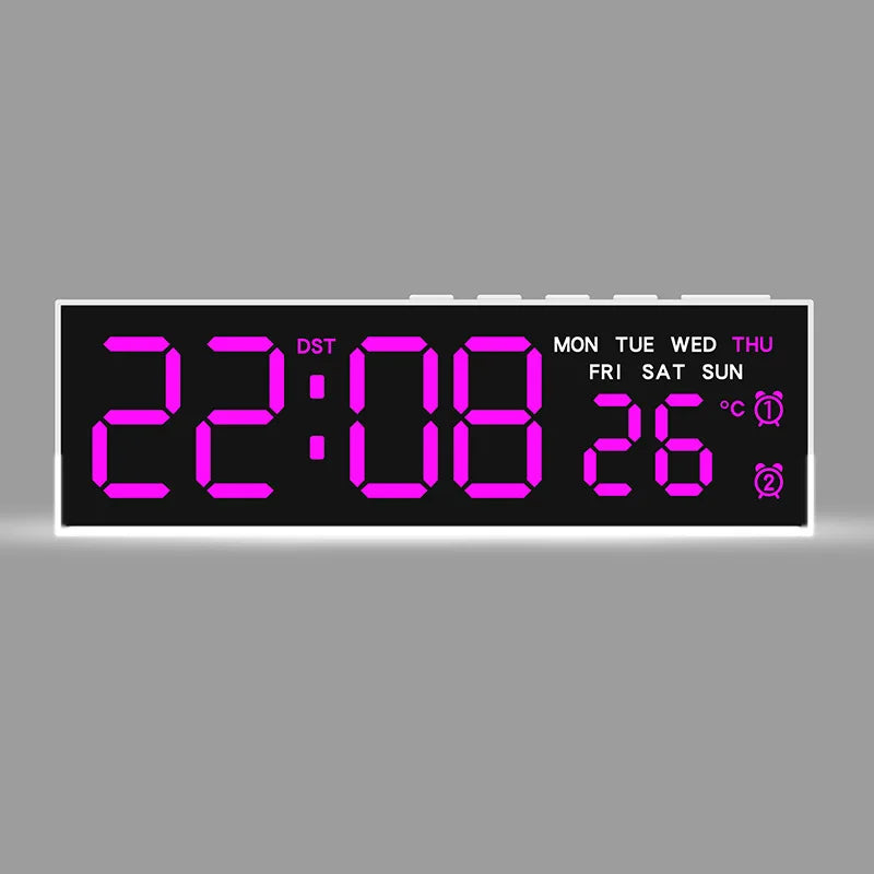 USB Powered Digital Alarm Clock with White Mood Light TEMP Week 2 Alarm DST Table Clock 3 Levels Brightness 12/24H LED Clock