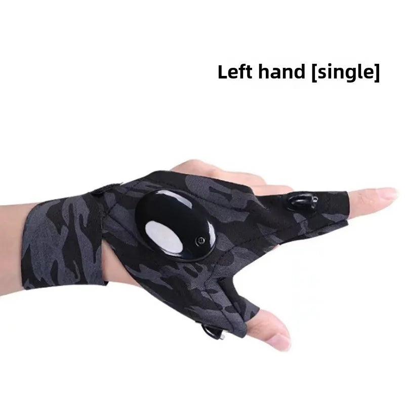 Half-finger Fishing Gloves Led FlashlightWaterproof Flashlight Outdoor Hiking CampingFishing Rescue Survival Lighting Too