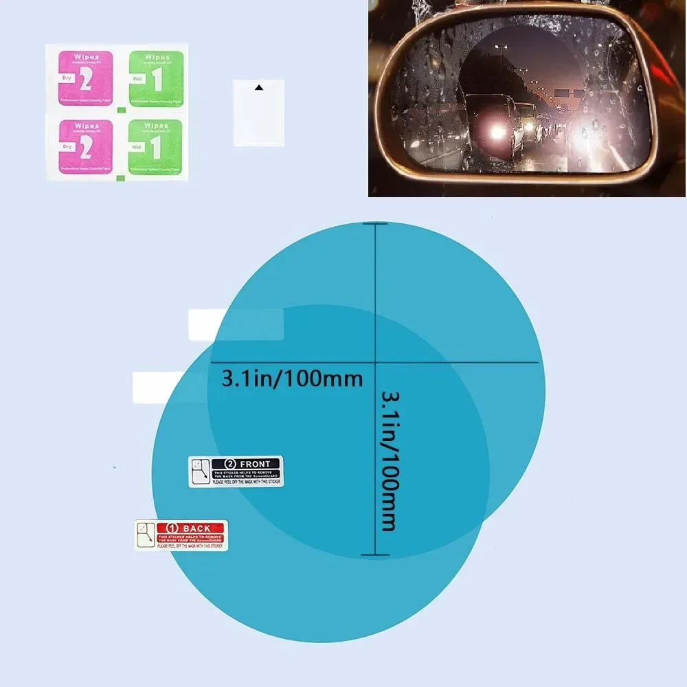 Car Truck Rearview Mirror Rainproof Film Window Glass Anti-fog Waterproof Stickers Rainy Day Safe Driving Rain Proof Films Tools