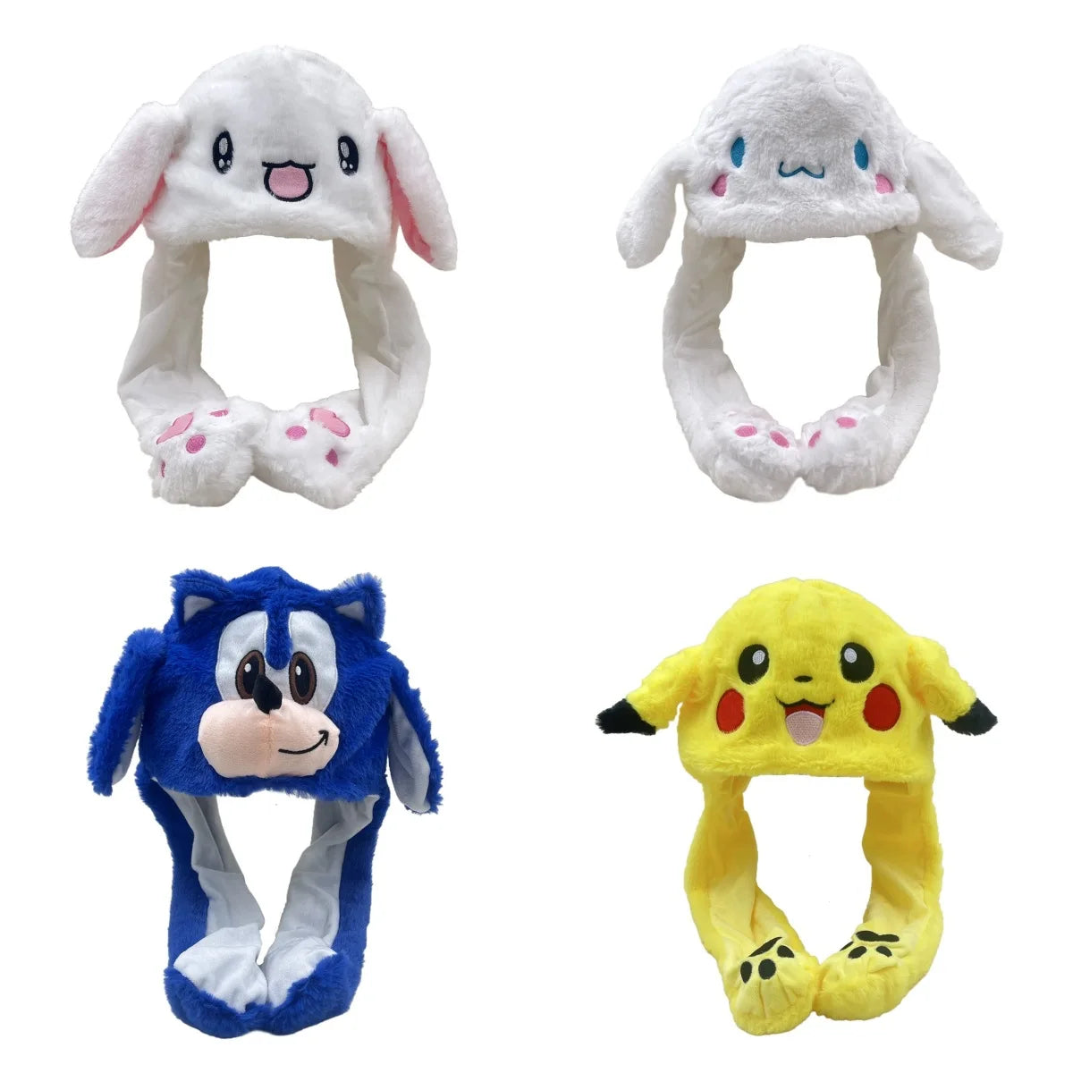 Cute Bunny Hats With Moving Ears Cartoon Beanie Hat Airbag Cap Trendy Sweet Bunny Hat Soft Warm Scarf Hats Movable Ears