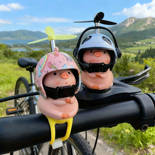 Strap-On Electric Vehicle, Car, and Motorcycle Decorations, Bicycle and Mountain Bike Decorations, Cute Pig Figurines Wearing Helmets, Strap-On Cute Unicorn Motorcycle Decorations, Strap-On Creative Motorcycle Handlebar Decor