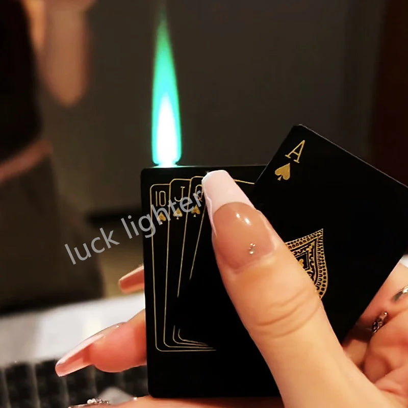 Unusual Poker Card Lighter Metal Windproof Lighter Butane Torch Lighter Men's Very Cool Gift Smoking Lighters