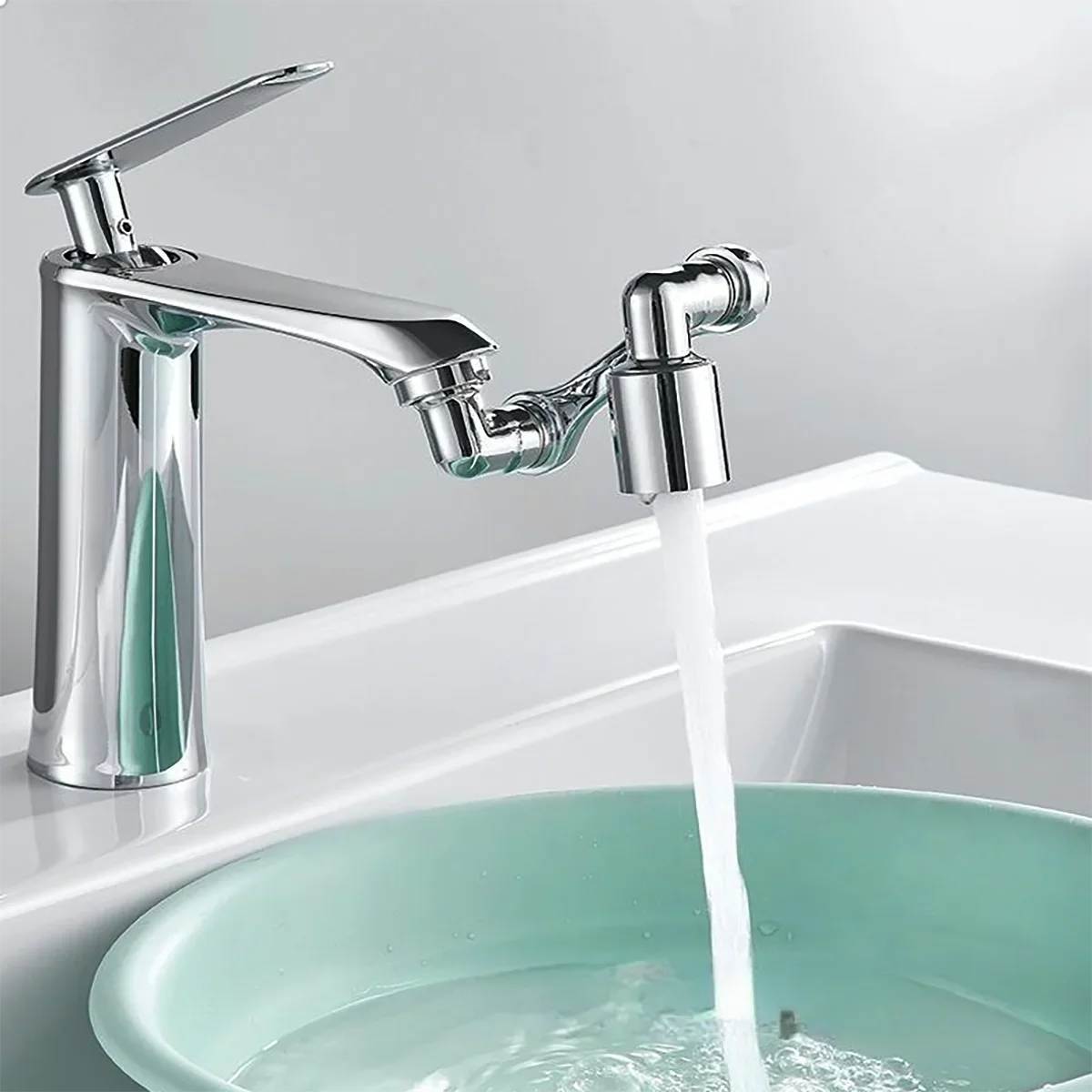 नल युनिभर्सल रोटेशन स्प्ल्याश-प्रुफ डिजाइन मल्टी-एडाप्टर हेड सुरक्षित पिउने पानी भान्साको बाथरूम सहित