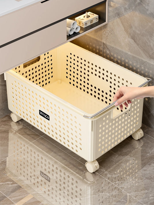Batoom Laundry Hamper with Wheels Dir Clothes Basket Cart Home Utili under Cabinet Basket Rolling Laundry Basket