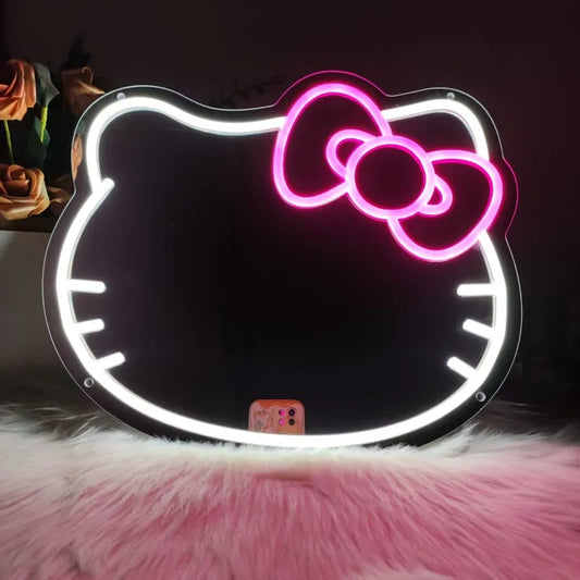 LED Mirror Neon Sign with USB Powered LED Neon Signs for Kid Girls Teen Bedroom Dressing Table Makeup Wall Decor Birthday Gift