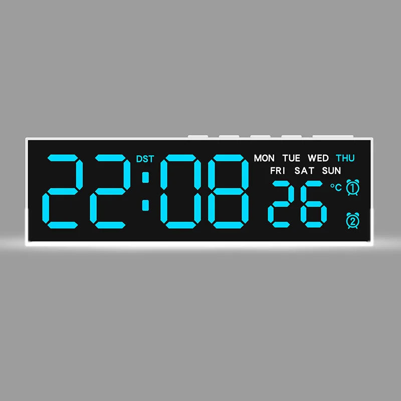 USB Powered Digital Alarm Clock with White Mood Light TEMP Week 2 Alarm DST Table Clock 3 Levels Brightness 12/24H LED Clock
