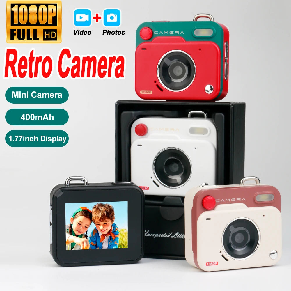 Retro Mini Camera 1080p HD Portable Indoor/Outdoor Small Camera with Screen TF Card Support Video Holiday Gift Y6000 Digital Cam