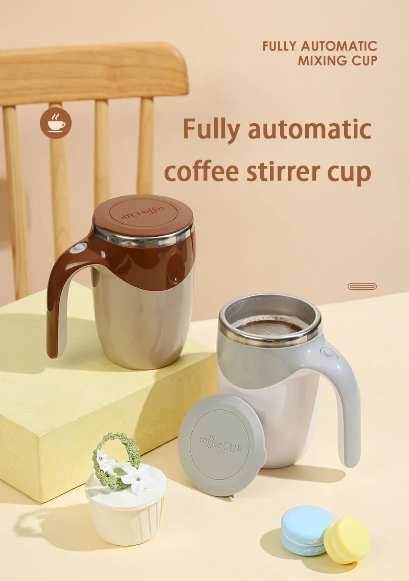 Automatic Stirring Coffee Mug Magnetic Electric Stainless Steel Self Mixing Coffee Tumbler Rotating Home Office Travel