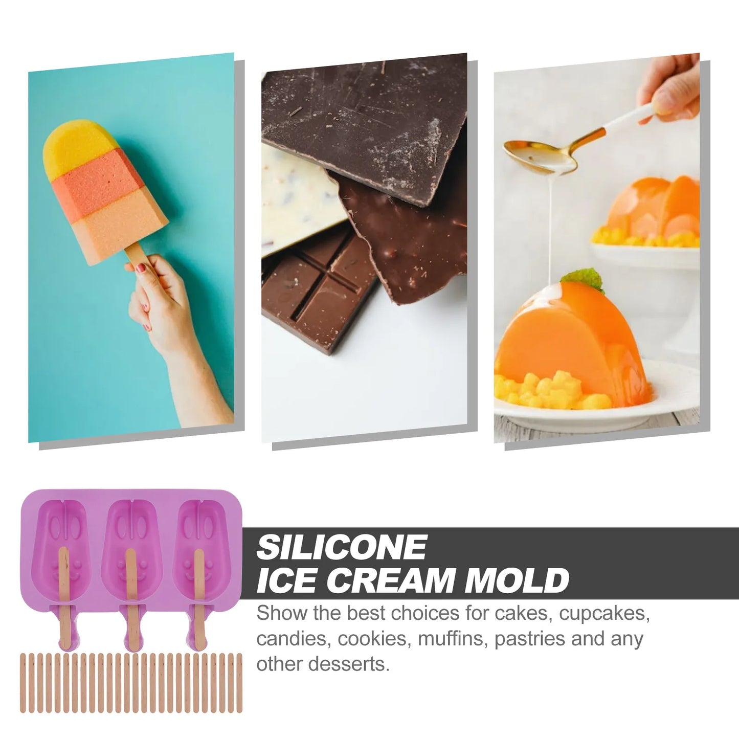 1Set Silicone Ice Cream Mold Rabbit Shape Creative Cream Maker Multi Use Silicone Mold for Ice Pop