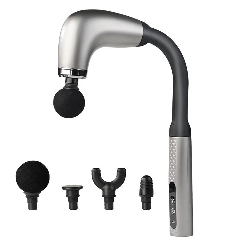 Fascia Gun with Extended Handle and Elbow for Self-assist Massage of the Upper and Lower Back Muscle Relaxation and Massage Done