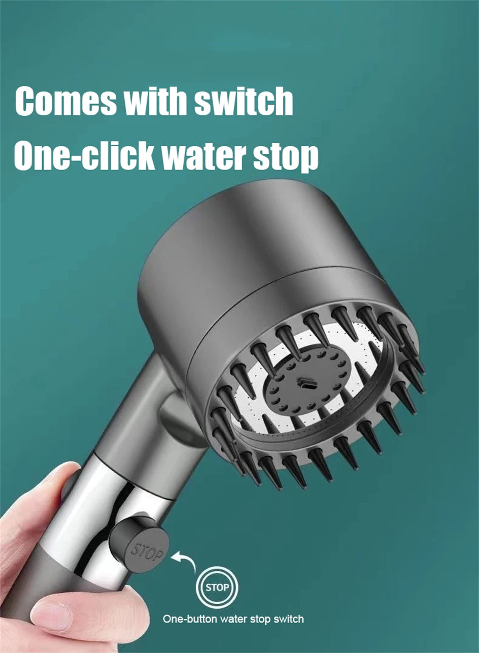 3 Modes Handheld Shower Head Filter Powerful Massage Spa High Pressure Water Saving Showerhead with ON/OFF Switch for Bathroom